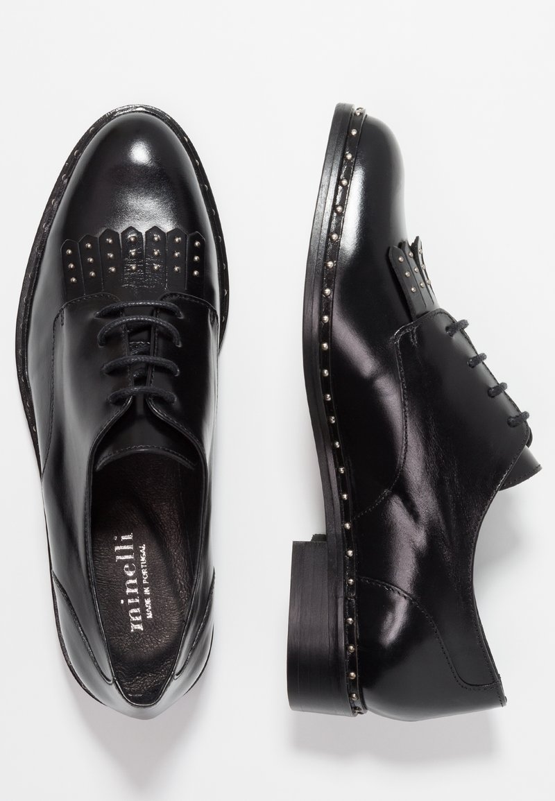 Derbies Minelli En Cuir Noir à Lacets - Taille 37 - Occasion Bon état - Fabrication Portugal