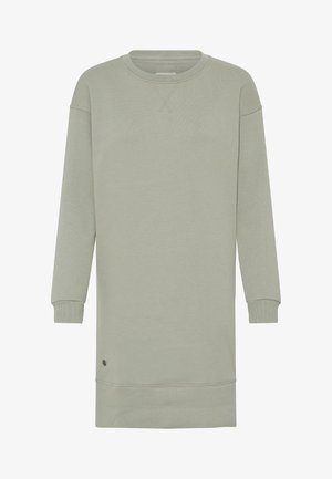 Gari piedurkņu, gaiši pelēka sporta krekla kleita ar ribveida aprocēm un apakšu, apaļu kakla izgriezumu un minimālu šuvju izstrādi.