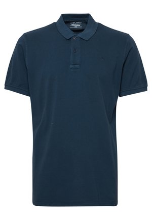 Ναυτικό μπλε πόλο μπλούζα από βαμβάκι με διπλωμένο γιακά, τρία κουμπιά και κοντά μανίκια. Διαθέτει ένα διακριτικό λογότυπο στο στήθος.