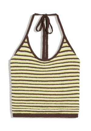 Bershka, STRIPED- TOP - Top - dark brown
