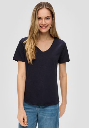 MIT V-AUSSCHNITT - Lihtne T-särk - navy