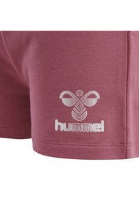 Burgunderfärgade bomullsshorts med en texturerad vit logotyp med grafisk design och sydd fåll. Mjukt material med en avslappnad passform.