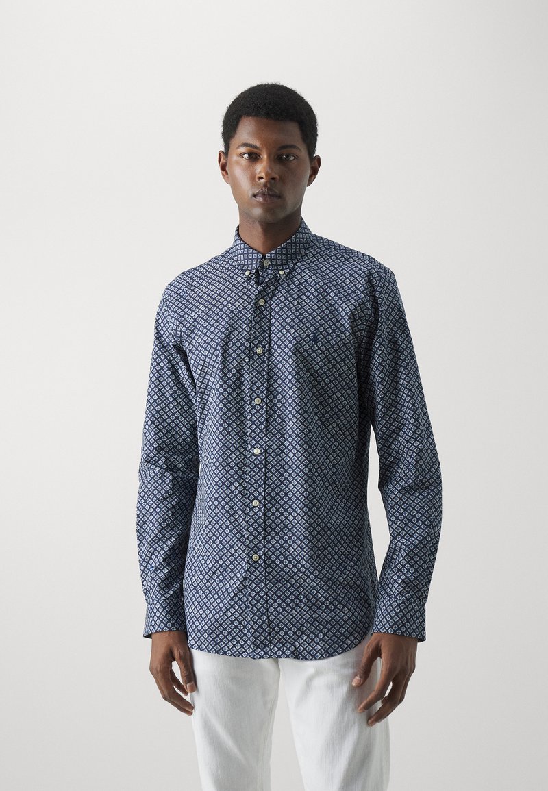 Camicia Tom Tailor Uomo Maniche Corte - Blu Scuro Con Piccolo Design Numerico - Vestibilità Normale - 2