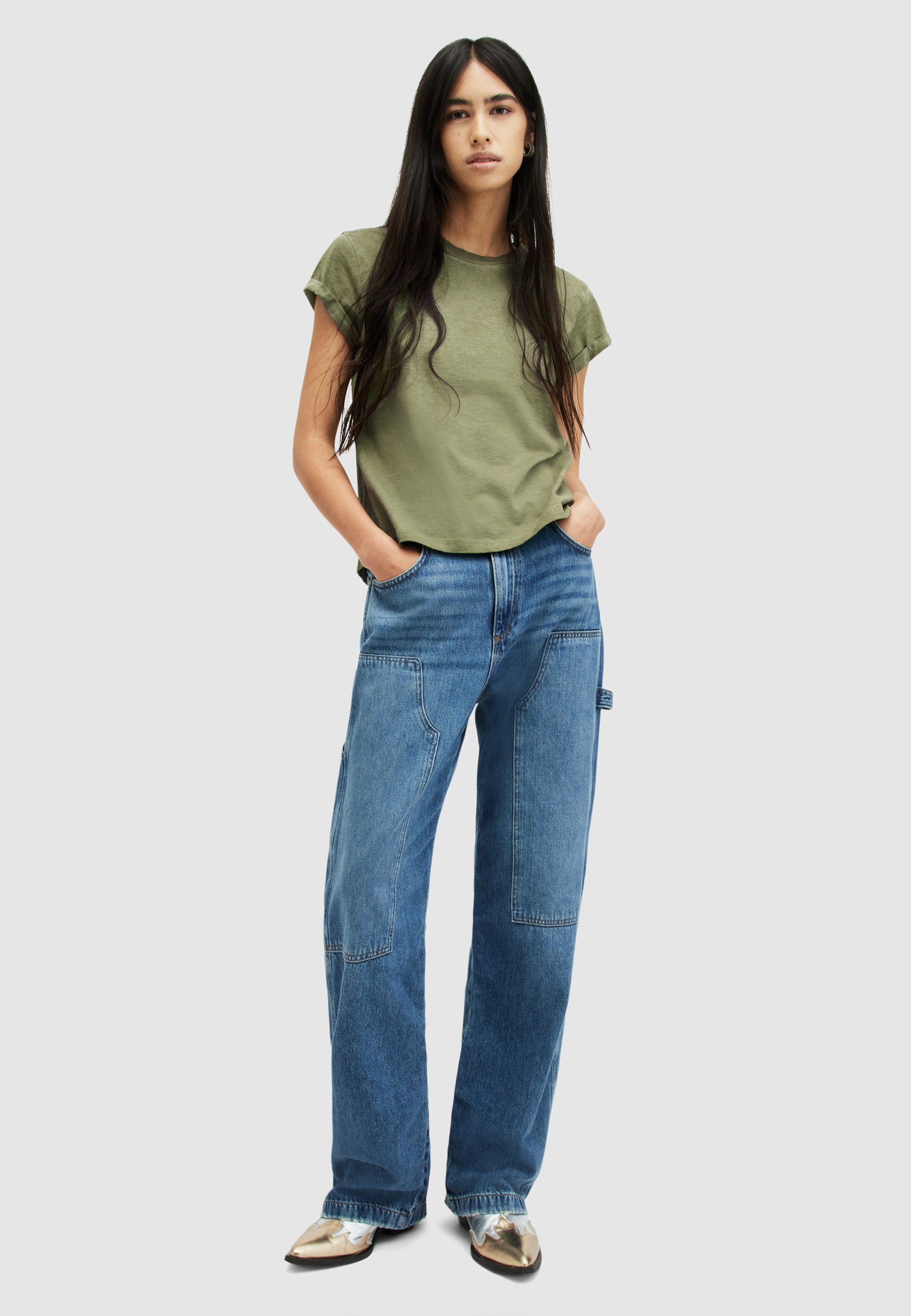 オールセインツ AllSaints Anna Tee レディース シャツ トップス Grass Green Anna V-Neck Short Sleeve T-Shirt GRASS GREEN | ALLSAINTS
