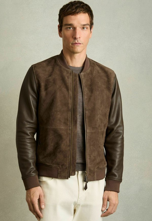 REGULAR FIT - BLOCK - SLEEVE - Lederjacke