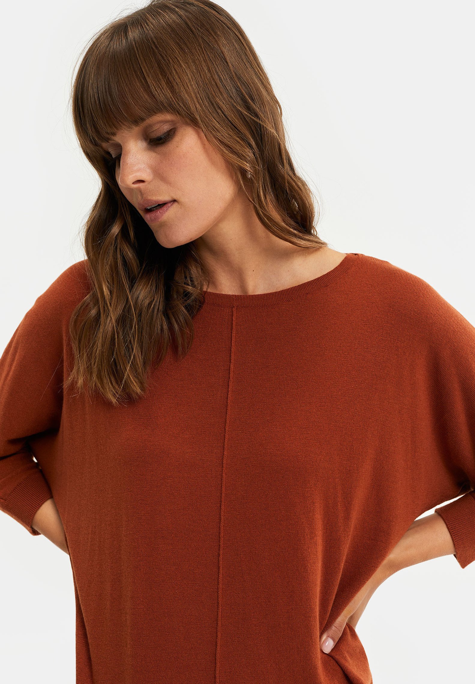 WE Fashion FIJNGEBREIDE TRUI Trui terra cottaGraniet WE Fashion Trui terra cottaGraniet Zalando.nl