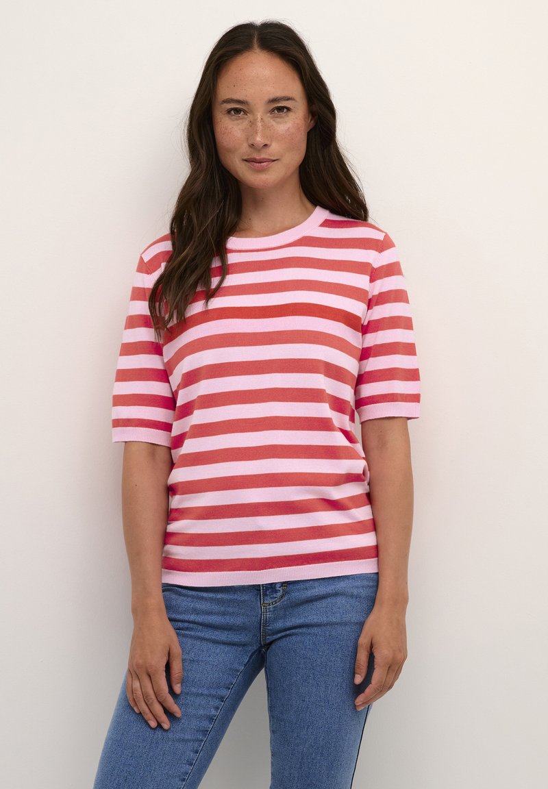 Kaffe - KALIZZA STRIPED  - T-shirts print - pink mist cayenne stripe, Forstør