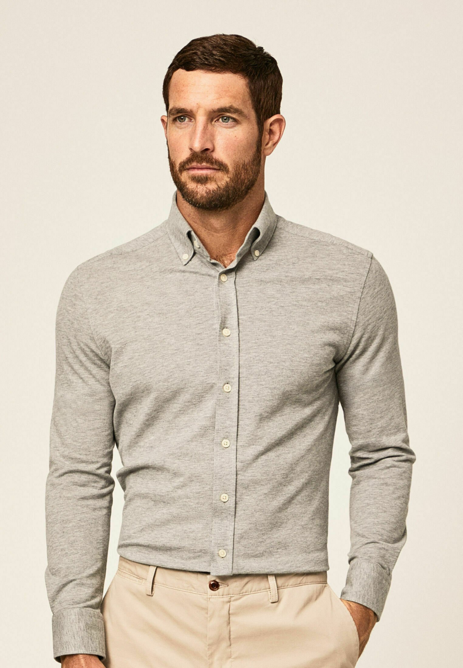 Hackett London MELANGE PIQUET Camisa - grey/gris - Zalando.es