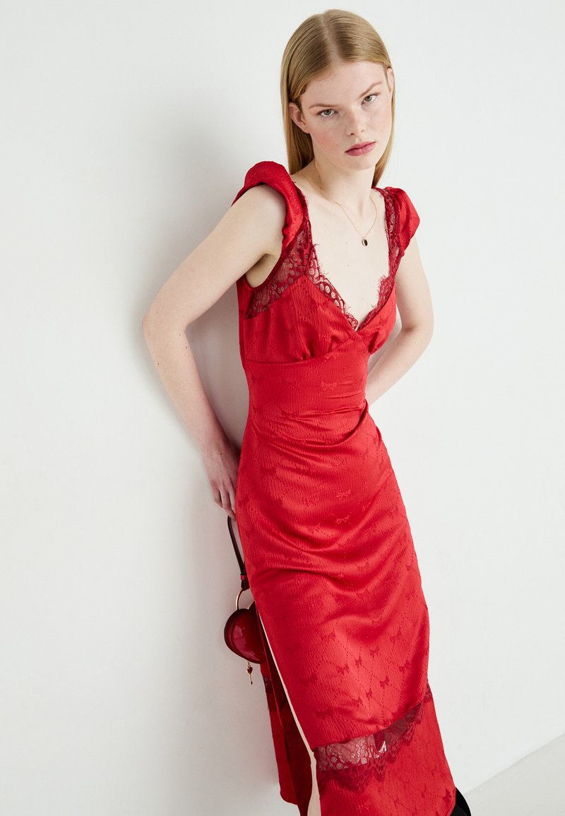 Free People FOOLISH HEART MIDI - Day dress - red dahlia combo/red -  Zalando.co.uk