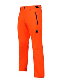 Lyse orange udendørsbukser med sort lynlåslomme på siden og lille sort logo-patch på låret, designet til aktiv brug.