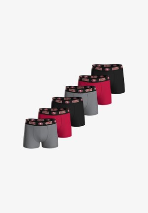 Herre boxer briefs i grå, rød og sort. Blødt stof med elastiske linninger med "49ers" logo. I alt seks stk.