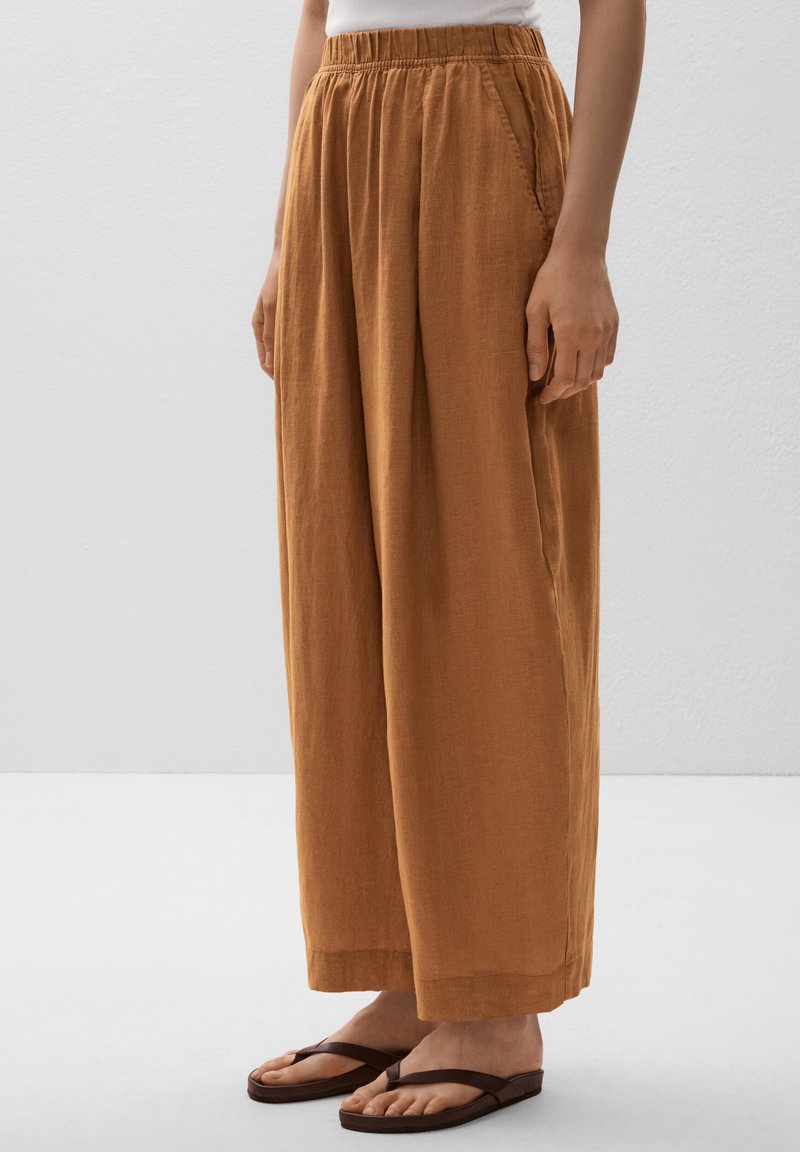 OYSHO - LINEN CROP BALLOON - Stoffhose - mottled yellow, Vergrößern