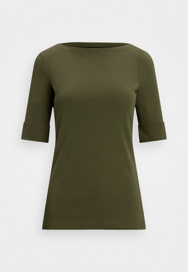 STRETCH COTTON BOATNECK TEE - Basic T-shirt - olive grove2