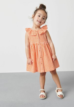 RUFFLE COLLAR  - Vestido informal - orange gingham