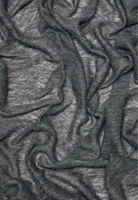 Lightweight gray fabric with a soft, slightly sheer texture. Features flowing folds and wrinkles, creating an organic, natural shape.