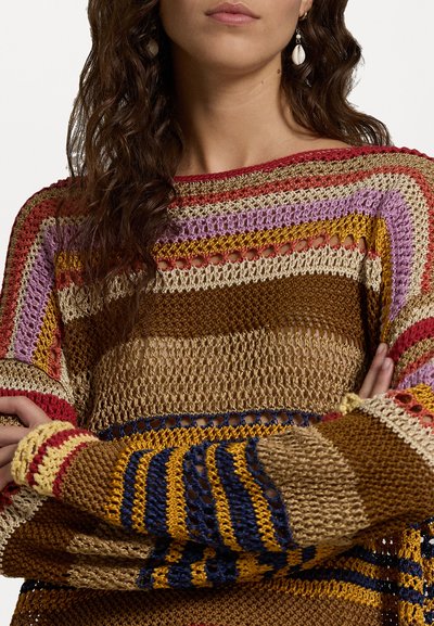 Polo Ralph Lauren LONG SLEEVE - Džemperis - tan/multi-colored