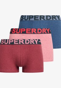 Superdry & Co 3ER PACK- TRIPLE LOGOBUND - Calzoncillos - berry red marl mid red grit dark indigo blue marl