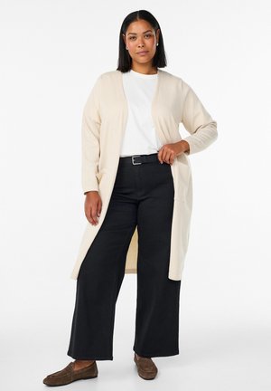 FLASH – LANGE OFFENE MIT TASCHEN - Strickjacke - pearled ivory