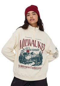 Terranova OVER A COLLO ALTO CON HALF ZIP E STAMPA MONTAGNA - Felpa - avorio