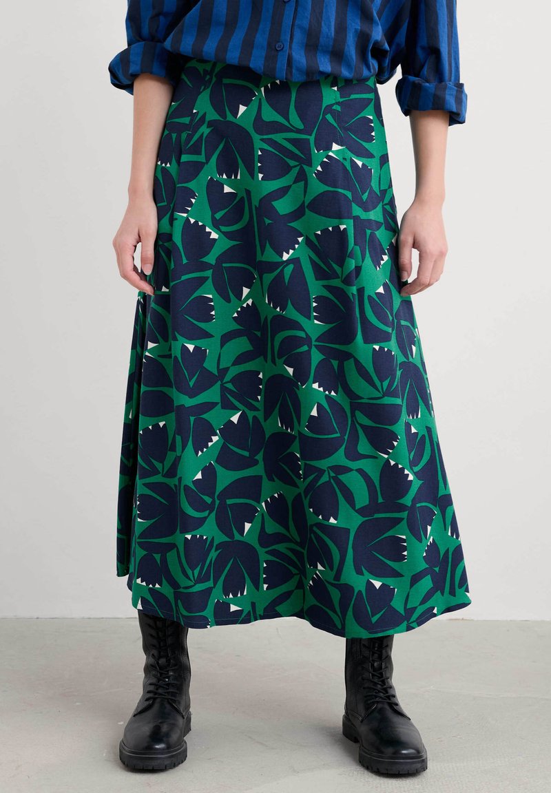 Seasalt Cornwall SWALLOW HILL - A-snit nederdel - green floral cutout glade