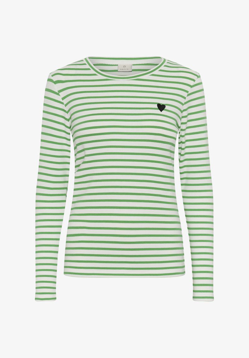 Kaffe LIDDY Camiseta De Manga Larga Chalk Bright Green black Heart kaffe-liddy-camiseta-de-manga-larga-chalk-bright-green-black-heart