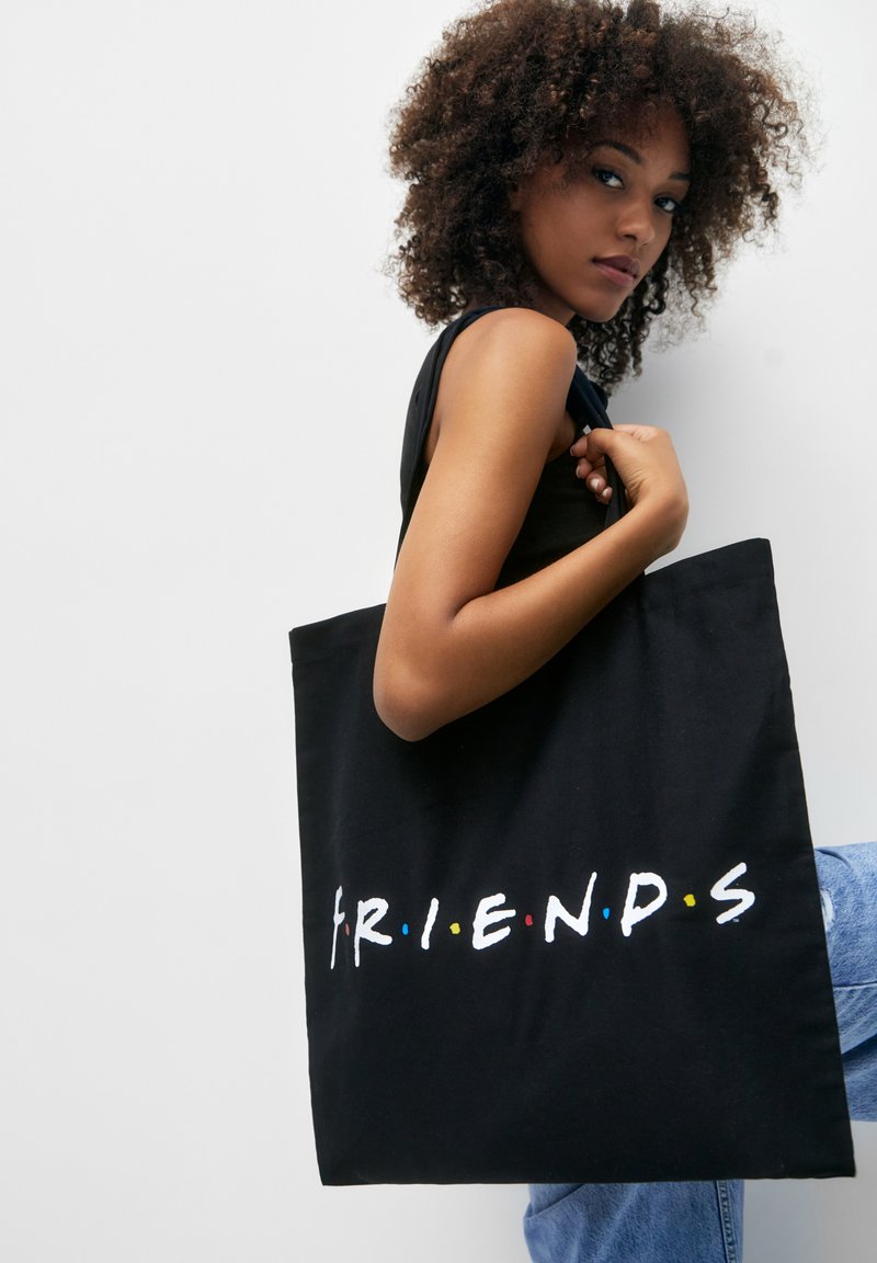 PULL&BEAR FRIENDS FABRIC Tote bag black Zalando.ie