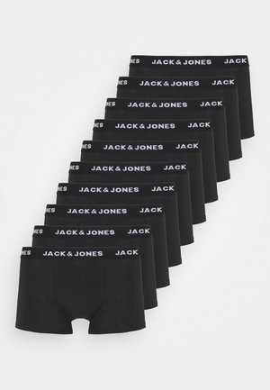 Schwarze Boxerhosen im Zehnerpack, mit einem markierten elastischen Bund in Weiß mit dem Aufdruck "JACK & JONES". Aus glattem Baumwollstoff.