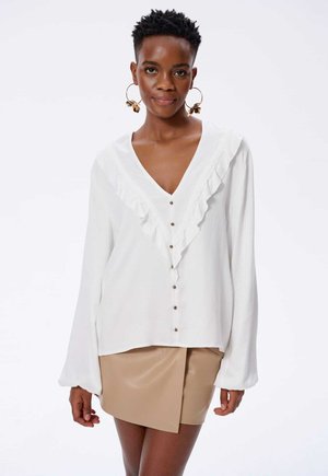 blue shadow Bluse - white