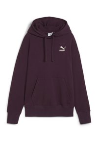 Felpa con cappuccio viola in misto cotone, dotata di tasca a marsupio, polsini a coste e un piccolo logo bianco Puma sul petto.