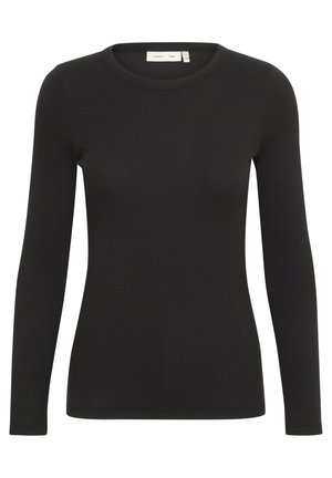 Svart långärmad tröja med rund halsringning, tillverkat av ribbad tyg. Har en figurnära design med rena sömmar och en mjuk yta.