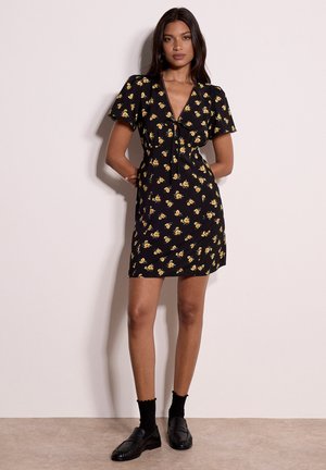Apricot, VINTAGE FLORAL MINI TEA DRESS - Freizeitkleid - black