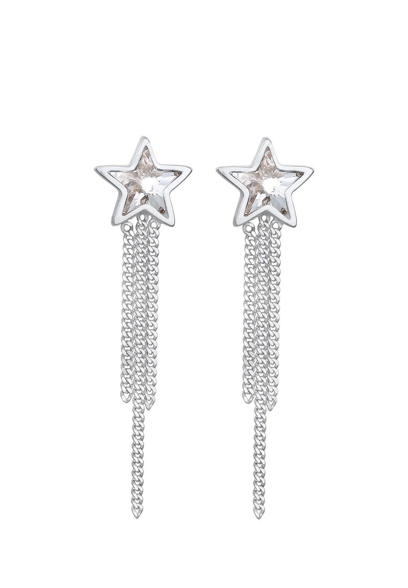 Orecchini A Perno Elli In Argento 925 Placcato Oro Con Zirconia Nera, Donna, Regalo