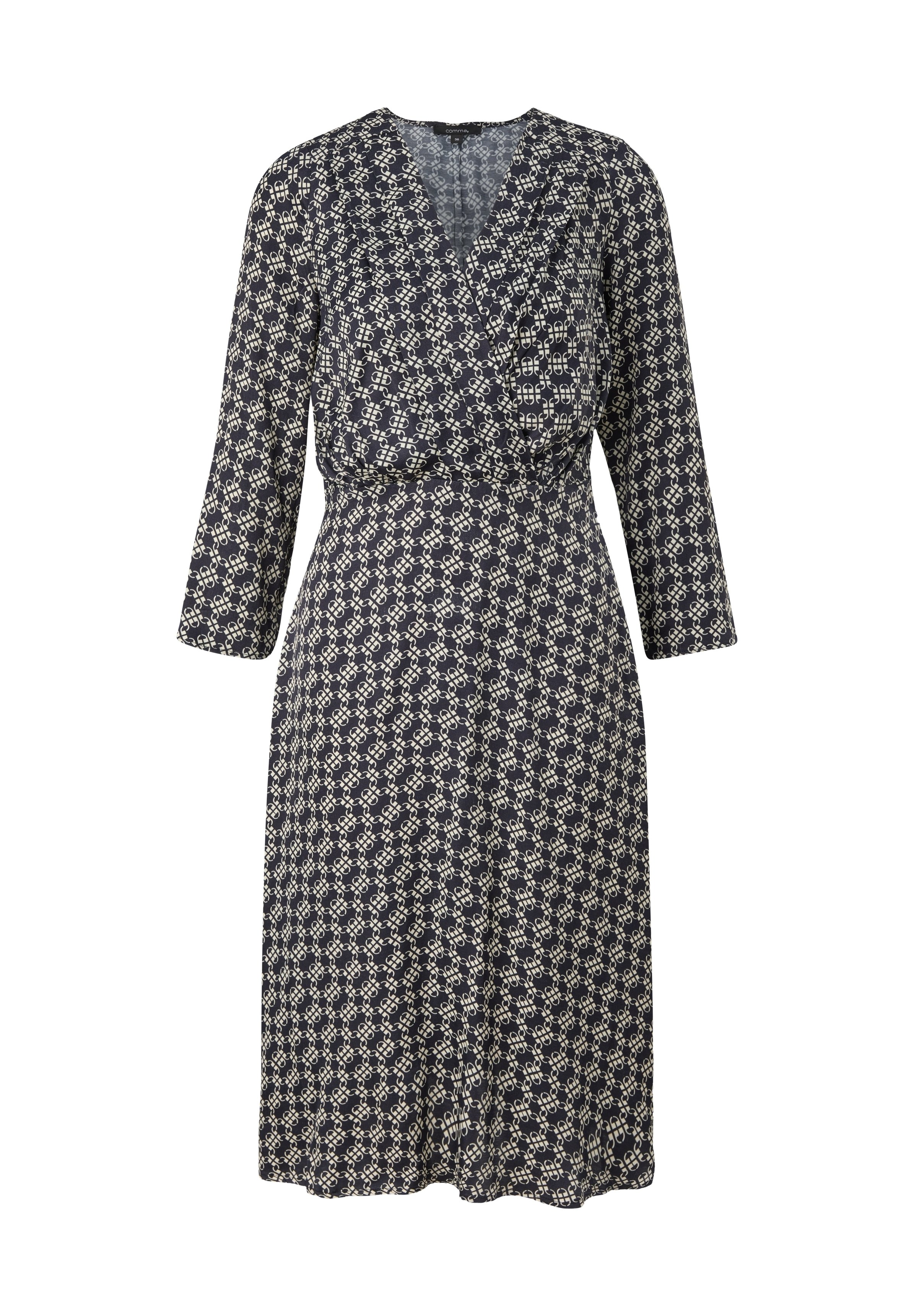 Robe Femme En Mousseline Avec Imprimé Intégral – Manches Longues – Coupe évasée – Col Tunique - 6