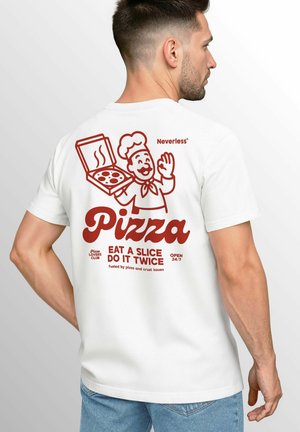 BACK PIZZA SPRUCH LUSTIG GRAFIK - T-Shirt print - weiß