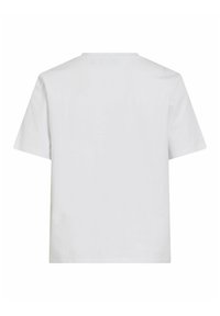 Hvid bomulds t-shirt med rund hals og korte ærmer. Simpelt design, glat tekstur og uden synlige mønstre eller grafik.