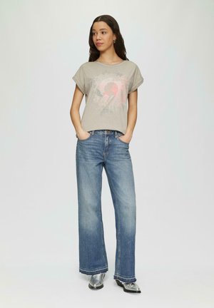 QS IN GEWASCHENER OPTIK - Print T-shirt - taubengrau
