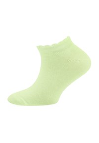 Hellgrüne Knöchelsocke mit gewelltem Bündchen, aus einem dehnbaren Strickmaterial, mit glatter Textur und schlankem Design.