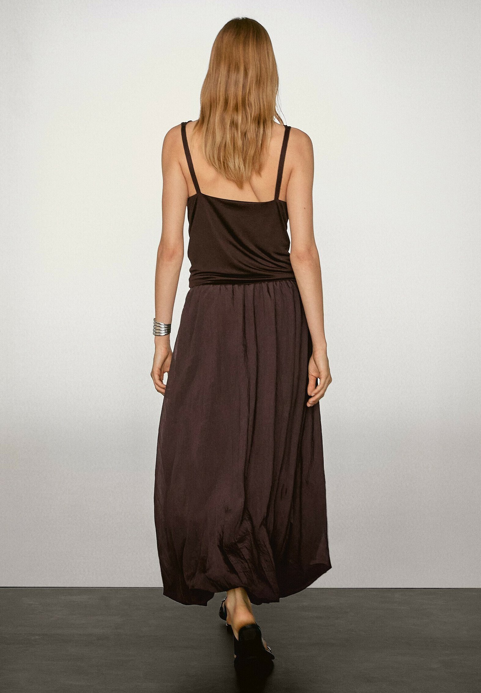 ◆Massimo Dutti◆ Pleated Balloon Midi Skirt Crinkle-effect balloon midi skirt - STUDIO · Cream