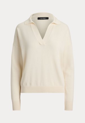 Lauren Ralph Lauren, COTTON-MODAL POLO SWEATER - Džemper - mascarpone cream