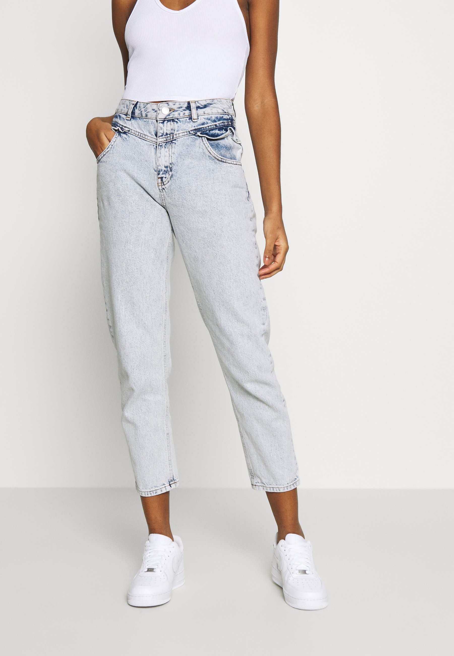 miss selfridge frill top mom jeans