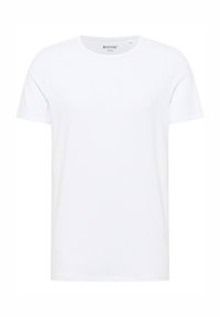 Tricou alb din bumbac cu gât rotund, mâneci scurte și un mic logo pe pieptul stâng. Textură fină și croială clasică.
