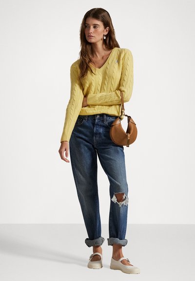 Polo Ralph Lauren CABLE-KNIT WOOL-CASHMERE V-NECK JUMPER  - Džemperis - fall yellow