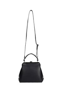 Borsa a tracolla nera in pelle con un design strutturato. Caratterizzata da una tracolla rimovibile e un manico superiore. Accenti in hardware lucido.
