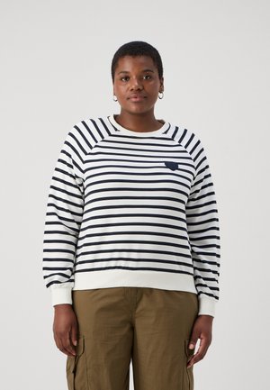 ONLY Carmakoma CARJUDY STRIPE HEART O NECK  - Sweatshirt - cloud dancer/night sky