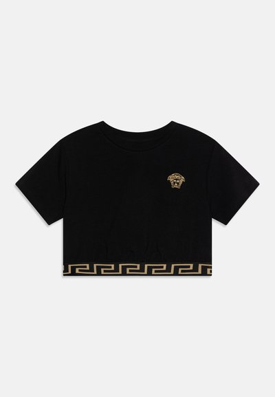Versace MEDUSA EMBROIDERY - Apdrukāts T-krekls - black/gold