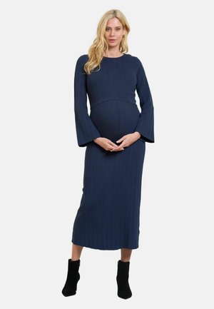 MATERNITY NURSING MIDI  - Stickad klänning - navy blue