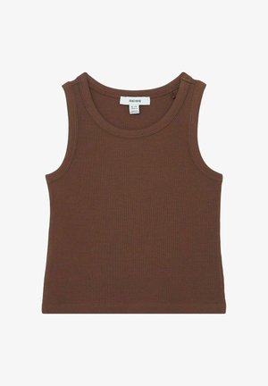 Ruda banguota be rankovių trumpa palaidinė su apvaliu iškirpimu, skirta 6-7 metų vaikams, dydis 122 cm.