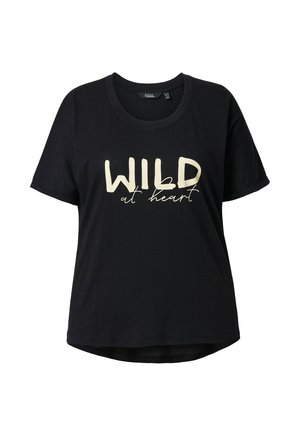 Ulla Popken, WILD AT HEART GRAPHIC TEE - T-Shirt print - black