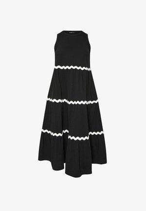 Yours Clothing, CONTRAST SWIRL TIERED MAXI DRESS. - Jersey dress - black