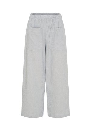 Lette, stribede bomulds-culotter med elastisk talje, to forlommer og et løst, bredbenet design. Farve: blå og hvid.